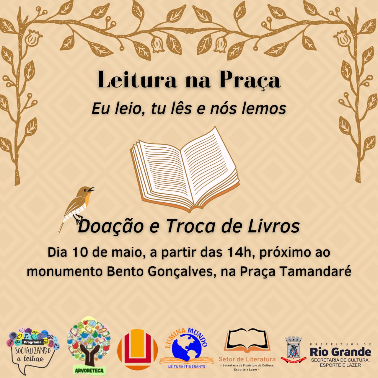 imagem de livro com o texto doação de livro na praça