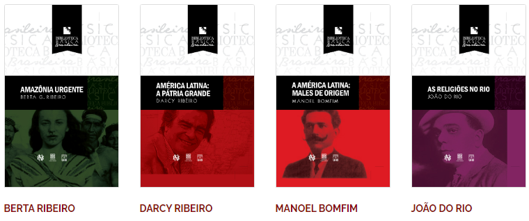 Capa de algumas obras da Biblioteca Básica Brasileira - Fundação Darcy Ribeiro. 