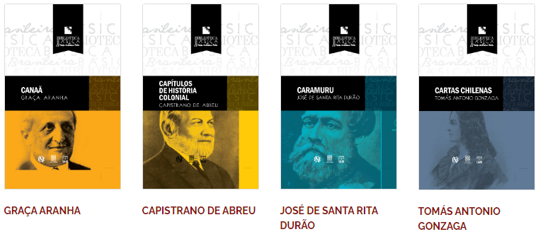 Capa de algumas obras da Biblioteca Básica Brasileira - Fundação Darcy Ribeiro. 
