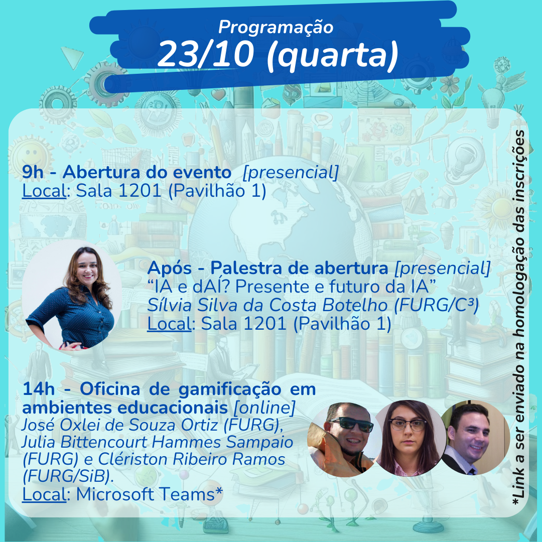 Programação SNLB - 23/10 - Quarta-feira