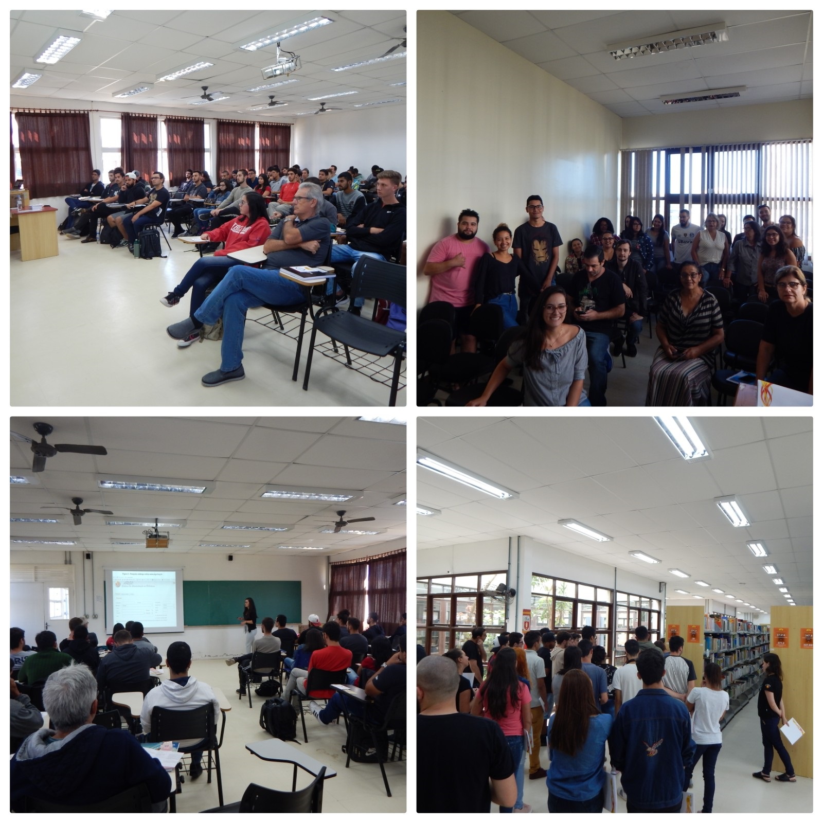 montagem com quatro fotografias, onde aparecem os alunos durante as capacitações