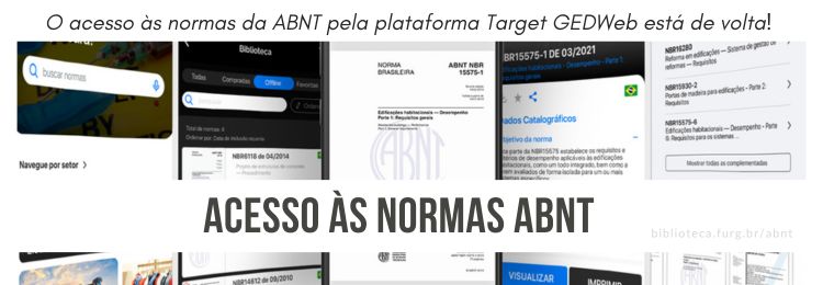 o centro do banner, aparecem as telas de três celulares. Na parte direita do banner, o texto: Normas ABNT NBR agora na palma da sua mão! Logo abaixo um retângulo com um código QR-Code e, ao lado, o texto: Escaneie o QR-code e instale o novo app Target GEDWeb.