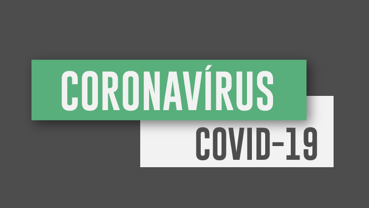 Banner fundo preto escrito nas cores branca Coronavírus Covid-19
